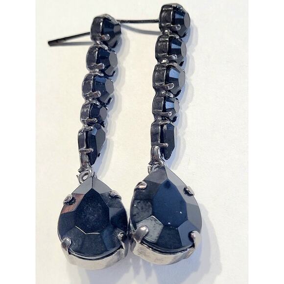 Furla Signed Earrings Designer Italy Black Pierced Dangle Pre Owned - Picture 4 of 5